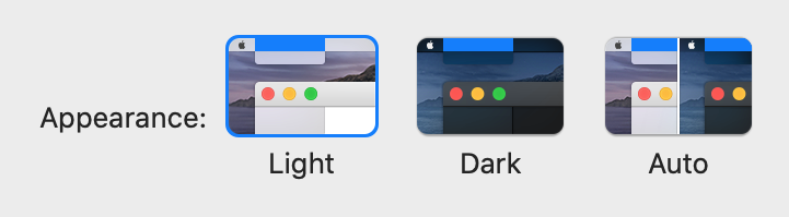 macOS General Settings Panel - Appearance radio buttons